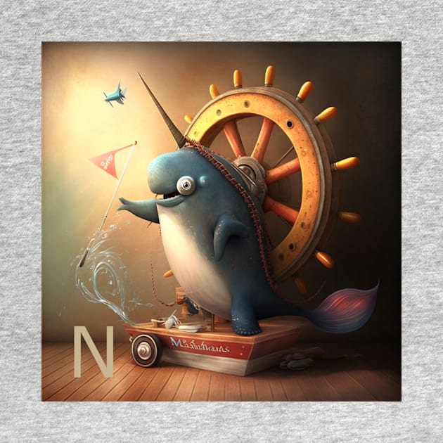 Letter N for Narwhal Navigating a ship AdventuresOfSela by Parody-is-King